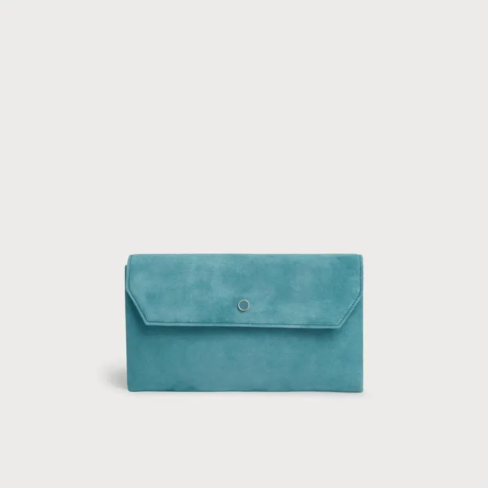 Clutch Bags Women LKBennett Dora Light Blue Suede Clutch