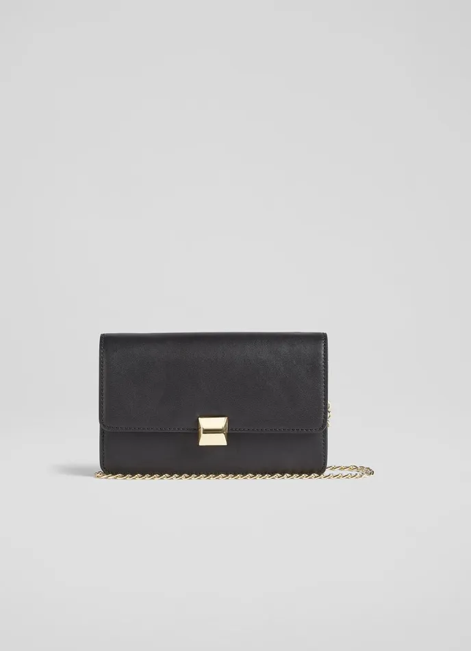 Clutch Bags Women LKBennett Otto Black Vegan Leather Shoulder Bag