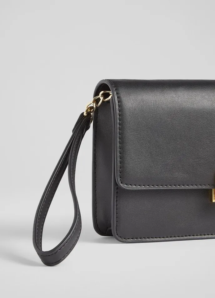 Clutch Bags Women LKBennett Otto Black Vegan Leather Shoulder Bag