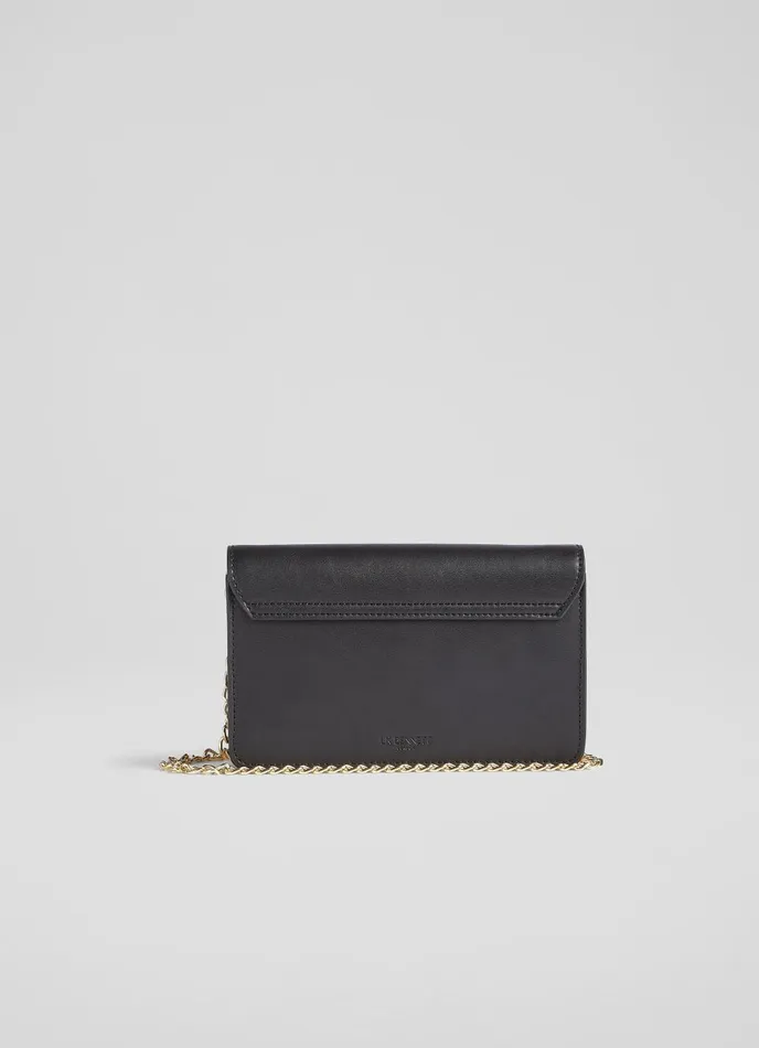Clutch Bags Women LKBennett Otto Black Vegan Leather Shoulder Bag