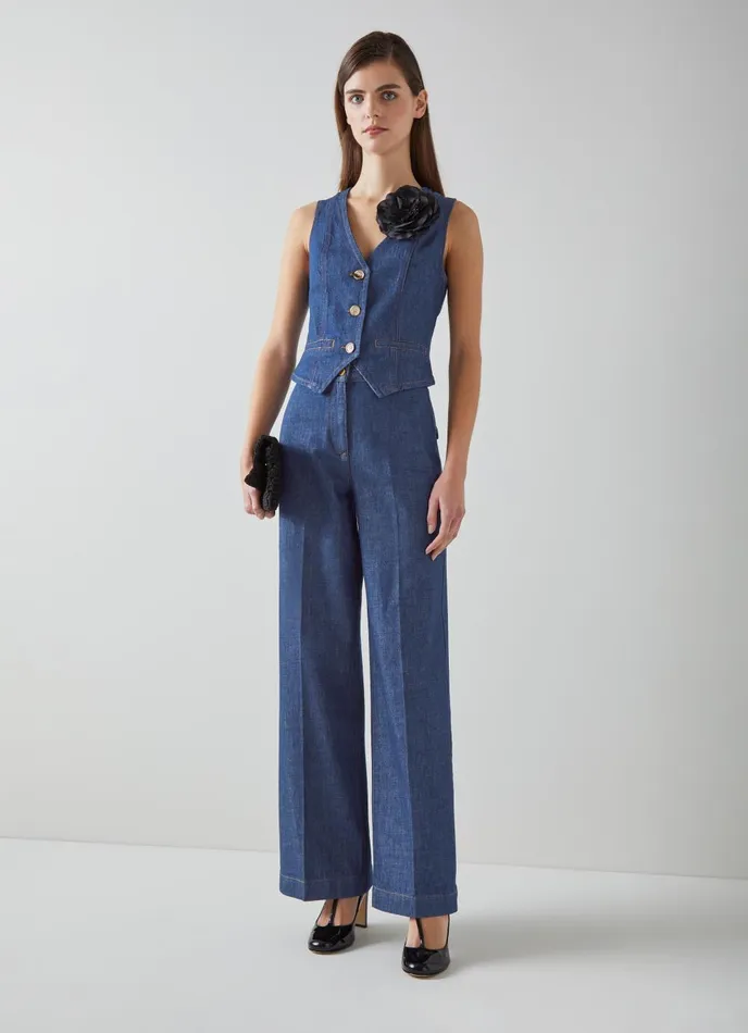 Coats and Jackets Women LKBennett Ami Organic Cotton Denim Waistcoat Indigo