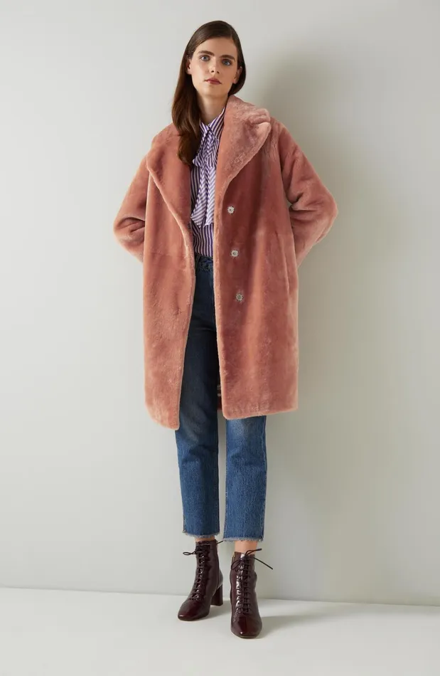 Coats and Jackets Women LKBennett Armelia Apricot Shearling Coat Apricot