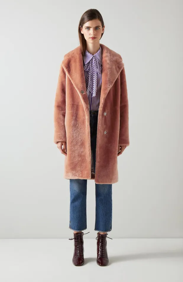 Coats and Jackets Women LKBennett Armelia Apricot Shearling Coat Apricot Coats and Jackets Women LKBennett Armelia Apricot Shearling Coat Apricot