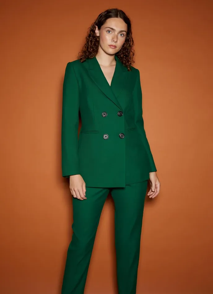 Coats and Jackets Women LKBennett Mariner Green Blend Jacket With LENZING ECOVERO Viscose Green
