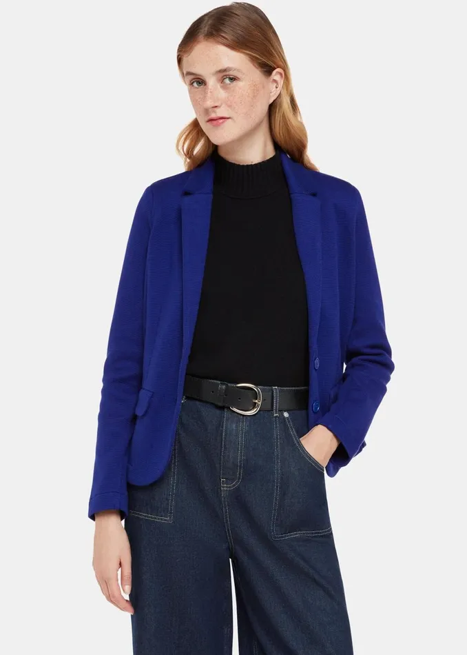 Cobalt Blue Slim Jersey Jacket Women Whistles Coats and Jackets