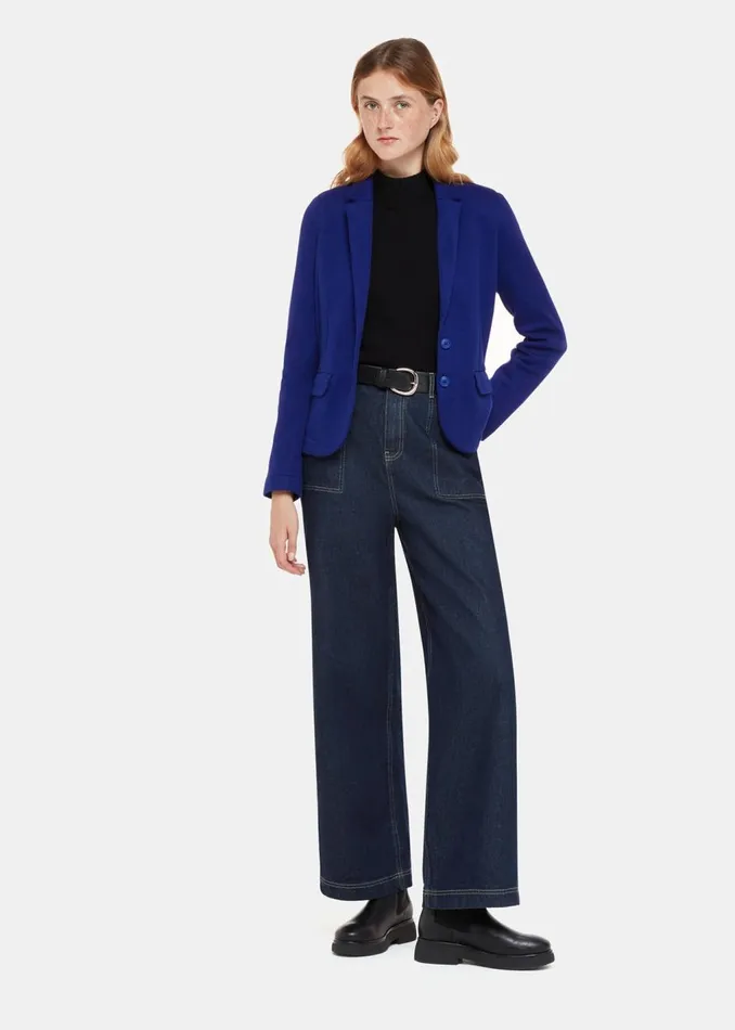 Cobalt Blue Slim Jersey Jacket Women Whistles Coats and Jackets