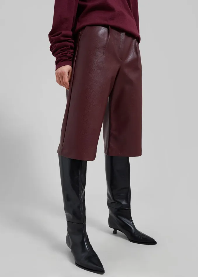 Coralie Faux Leather Bermuda Shorts 8211 Burgundy Women The Frankie Shop Clothing