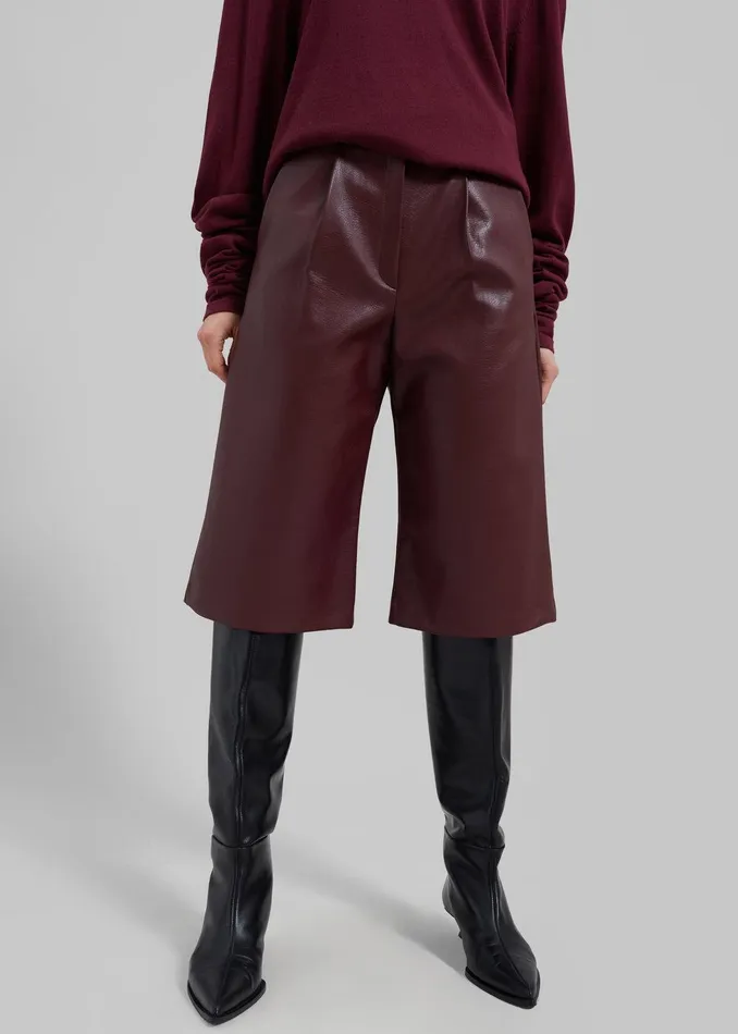 Coralie Faux Leather Bermuda Shorts 8211 Burgundy Women The Frankie Shop Clothing