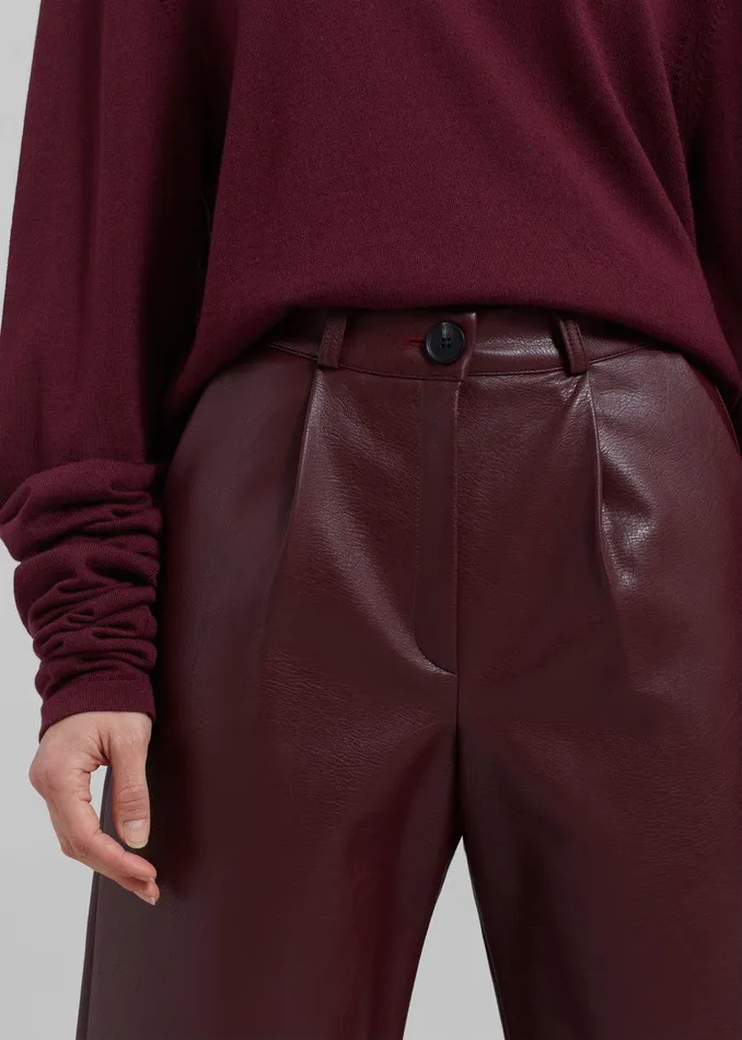 Coralie Faux Leather Bermuda Shorts 8211 Burgundy Women The Frankie Shop Clothing