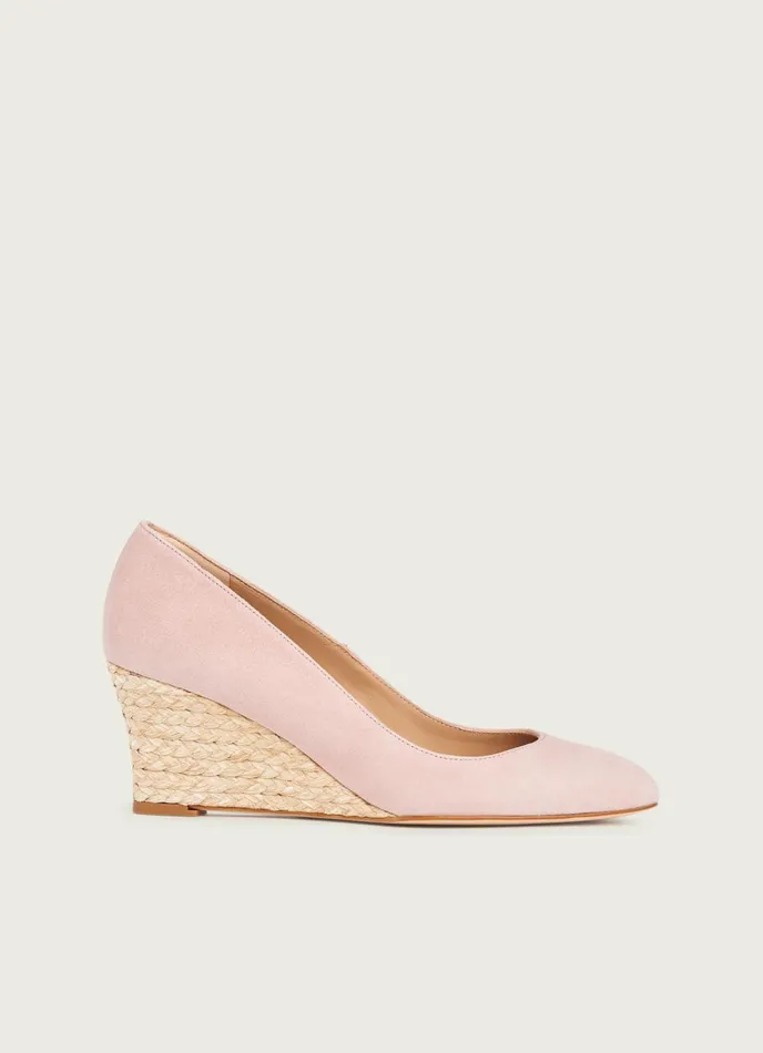 Court Shoes Women LKBennett Eevi Pink Suede Espadrille Wedges Pink