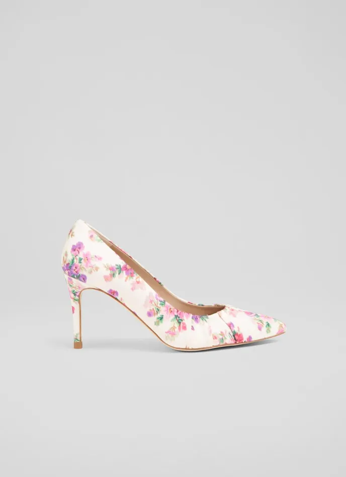 Court Shoes Women LKBennett Florena Bouquet Print Cotton Pleated Courts Multi