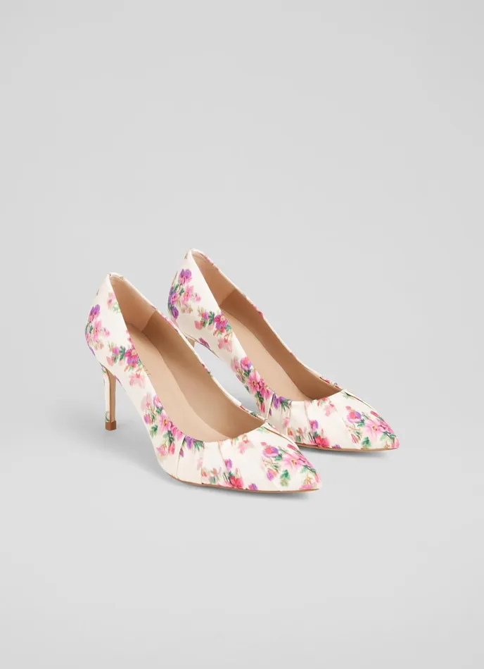Court Shoes Women LKBennett Florena Bouquet Print Cotton Pleated Courts Multi Court Shoes Women LKBennett Florena Bouquet Print Cotton Pleated Courts Multi