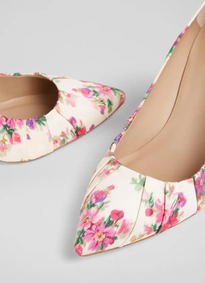 Court Shoes Women LKBennett Florena Bouquet Print Cotton Pleated Courts Multi Court Shoes Women LKBennett Florena Bouquet Print Cotton Pleated Courts Multi