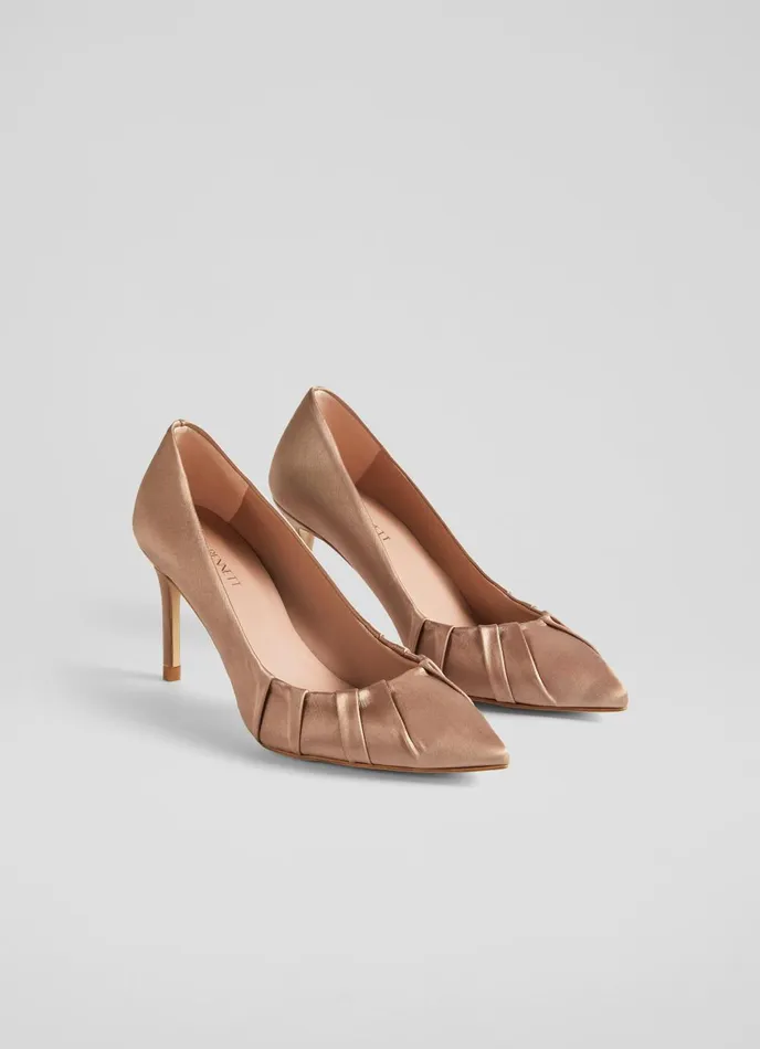 Court Shoes Women LKBennett Florena Mocha Satin Pleated Courts Mocha Court Shoes Women LKBennett Florena Mocha Satin Pleated Courts Mocha