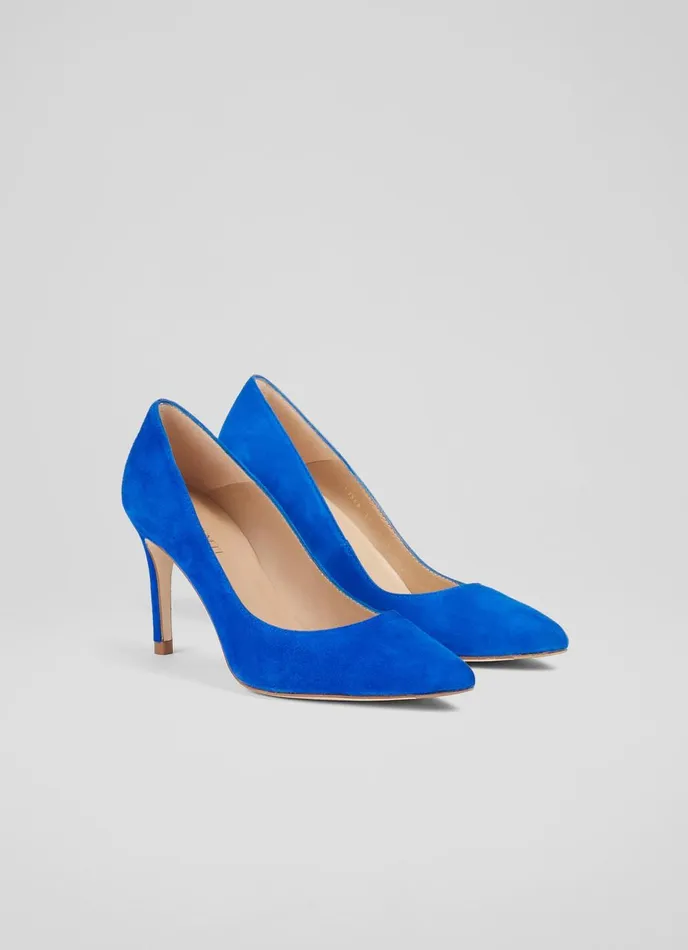 Court Shoes Women LKBennett Floret Blue Suede Pointed Toe Courts Blue Court Shoes Women LKBennett Floret Blue Suede Pointed Toe Courts Blue
