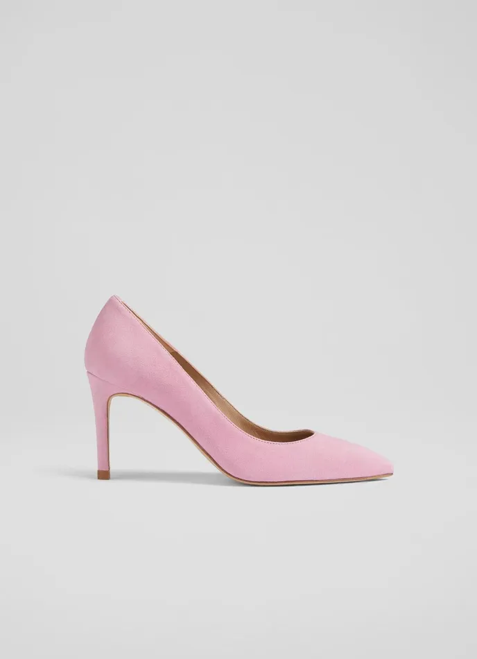 Court Shoes Women LKBennett Floret Pink Suede Pointed Toe Courts Pink