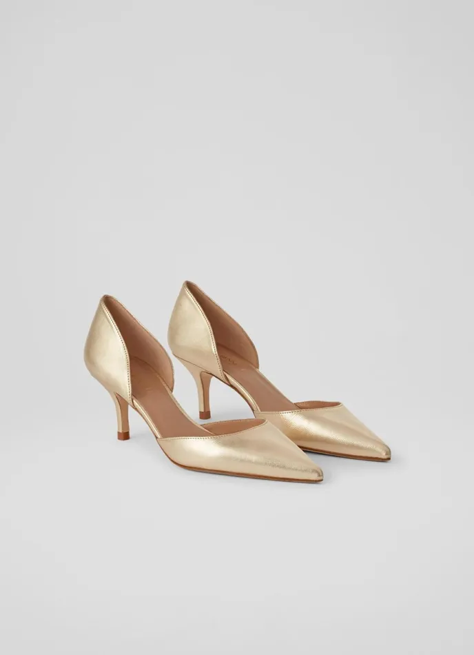 Court Shoes Women LKBennett Harley Gold Leather D039Orsay Courts Metallic Court Shoes Women LKBennett Harley Gold Leather D039Orsay Courts Metallic