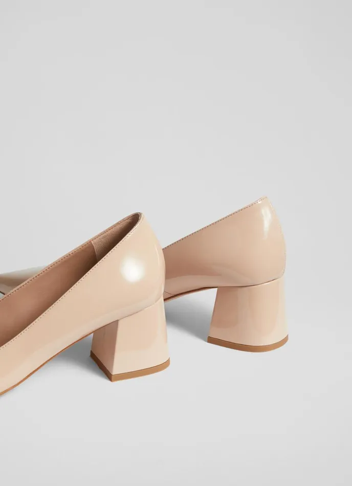 Court Shoes Women LKBennett Sloane Beige Patent Leather Block Heel Courts Trench Court Shoes Women LKBennett Sloane Beige Patent Leather Block Heel Courts Trench