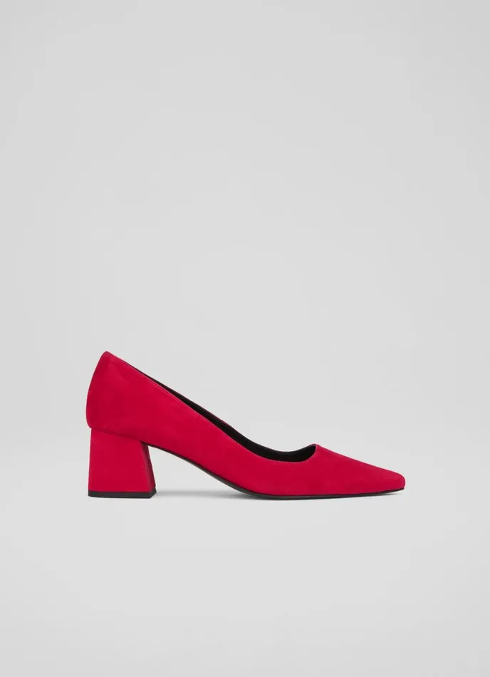 Court Shoes Women LKBennett Sloane Pink Suede Block Heel Courts Cerise