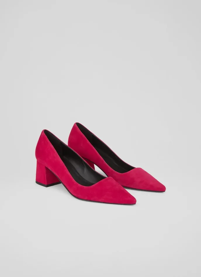 Court Shoes Women LKBennett Sloane Pink Suede Block Heel Courts Cerise Court Shoes Women LKBennett Sloane Pink Suede Block Heel Courts Cerise