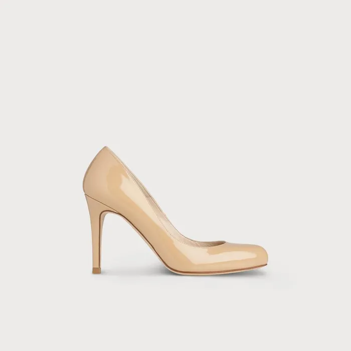 Court Shoes Women LKBennett Stila Beige Patent Leather Round Toe Courts Beige