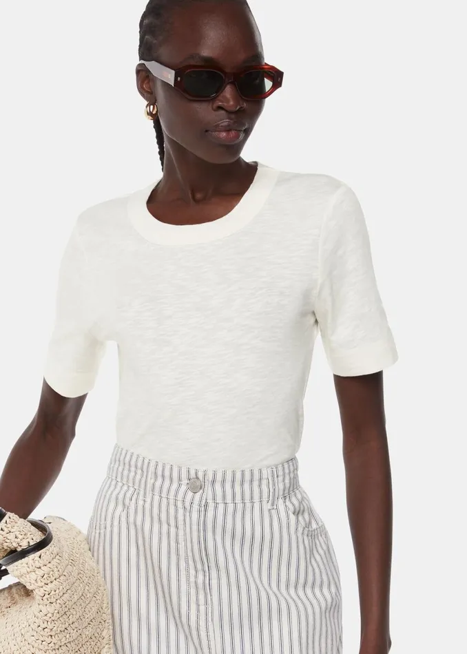 Cream Rosa Double Trim TShirt Women Whistles Tops