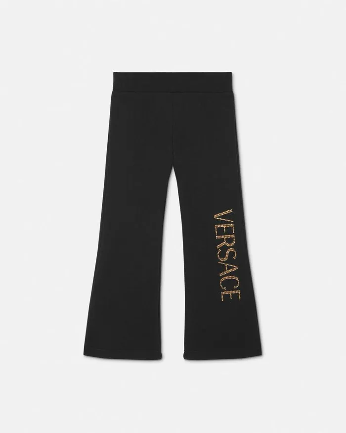 Crystal Logo Kids Sweatpants Black Children Versace Clothing