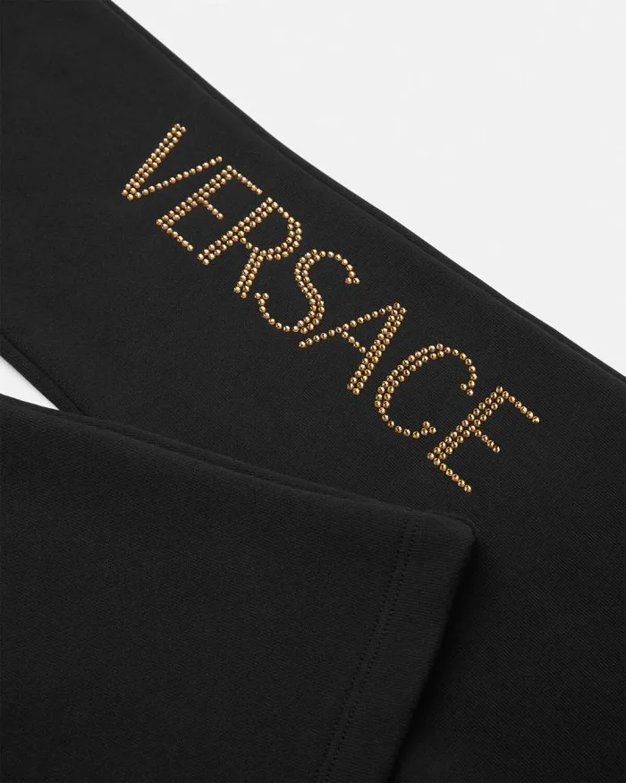 Crystal Logo Kids Sweatpants Black Children Versace Clothing