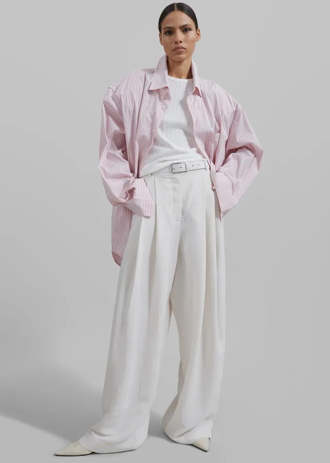 Cyrus Button Up Shirt 8211 PinkWhite Stripe Women The Frankie Shop Clothing