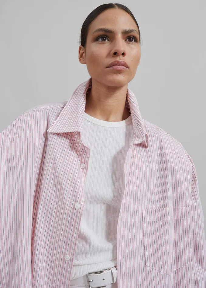 Cyrus Button Up Shirt 8211 PinkWhite Stripe Women The Frankie Shop Clothing