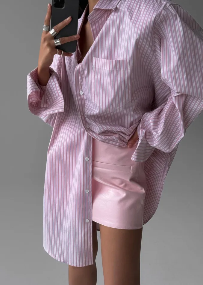 Cyrus Button Up Shirt 8211 PinkWhite Stripe Women The Frankie Shop Clothing