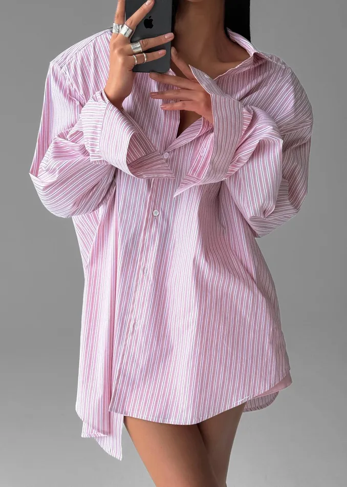 Cyrus Button Up Shirt 8211 PinkWhite Stripe Women The Frankie Shop Clothing