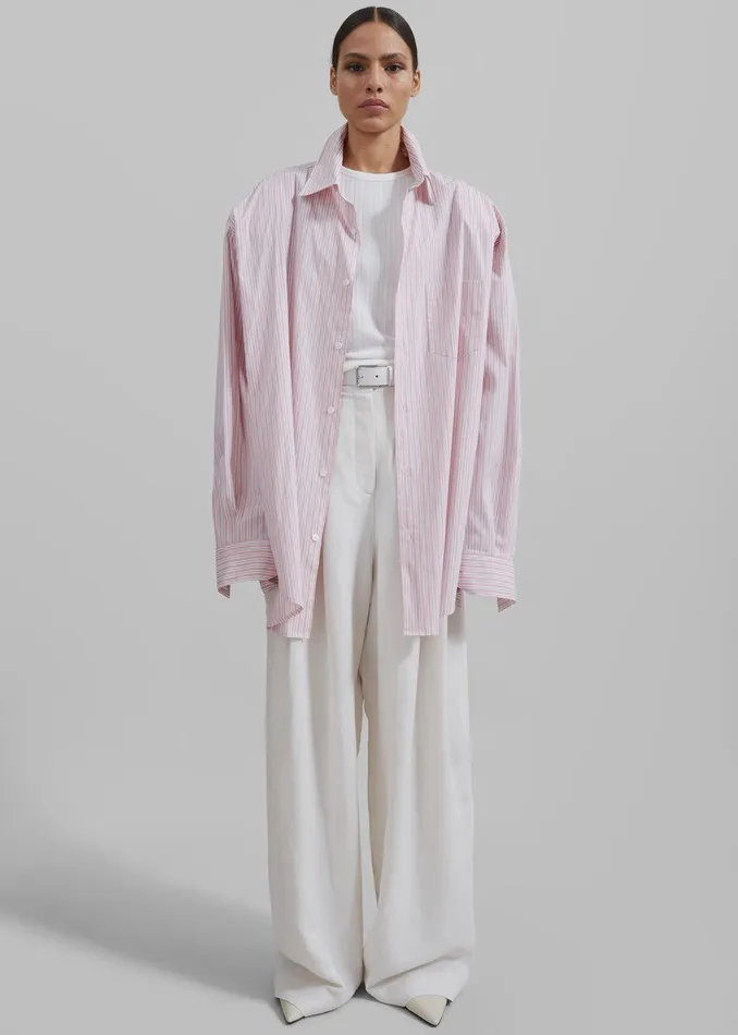 Cyrus Button Up Shirt 8211 PinkWhite Stripe Women The Frankie Shop Clothing