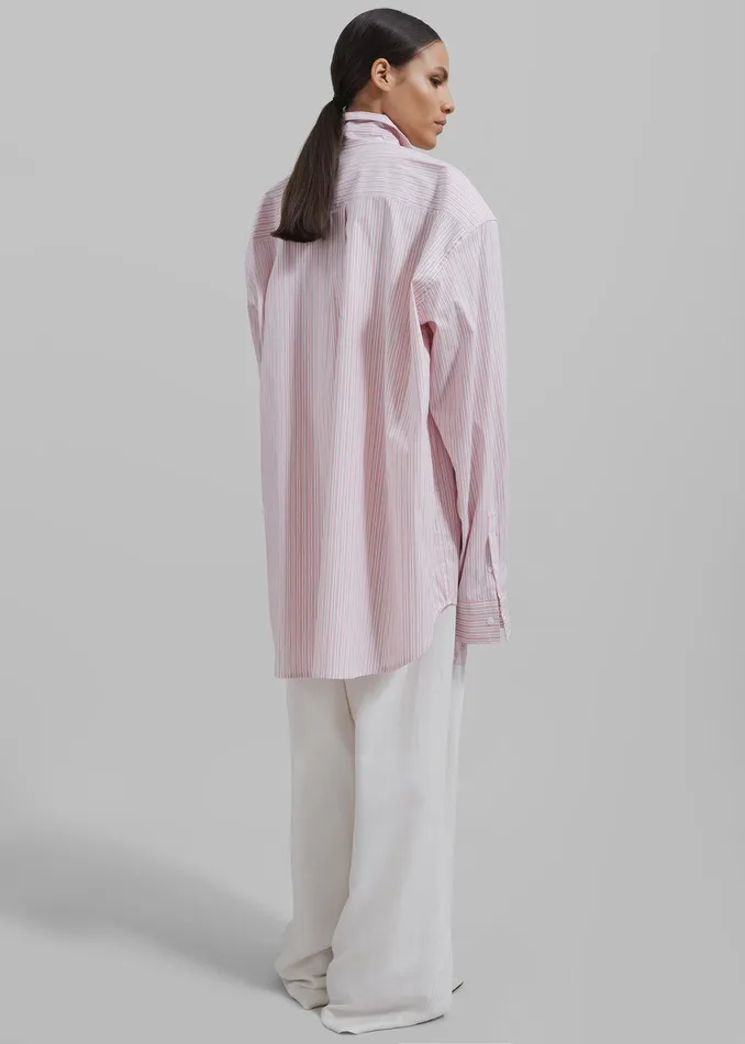 Cyrus Button Up Shirt 8211 PinkWhite Stripe Women The Frankie Shop Clothing