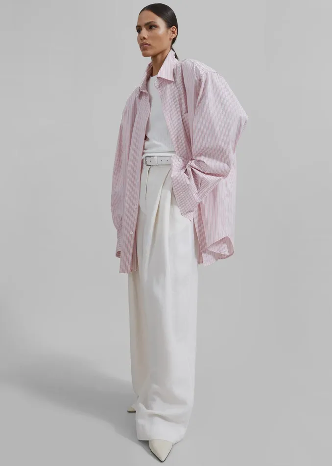 Cyrus Button Up Shirt 8211 PinkWhite Stripe Women The Frankie Shop Clothing