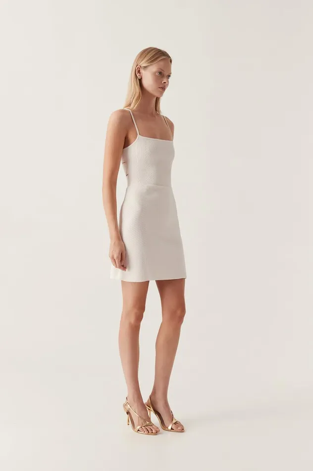 Danica Tie Back Mini Dress Ivory Women Aje Dresses Danica Tie Back Mini Dress Ivory Women Aje Dresses