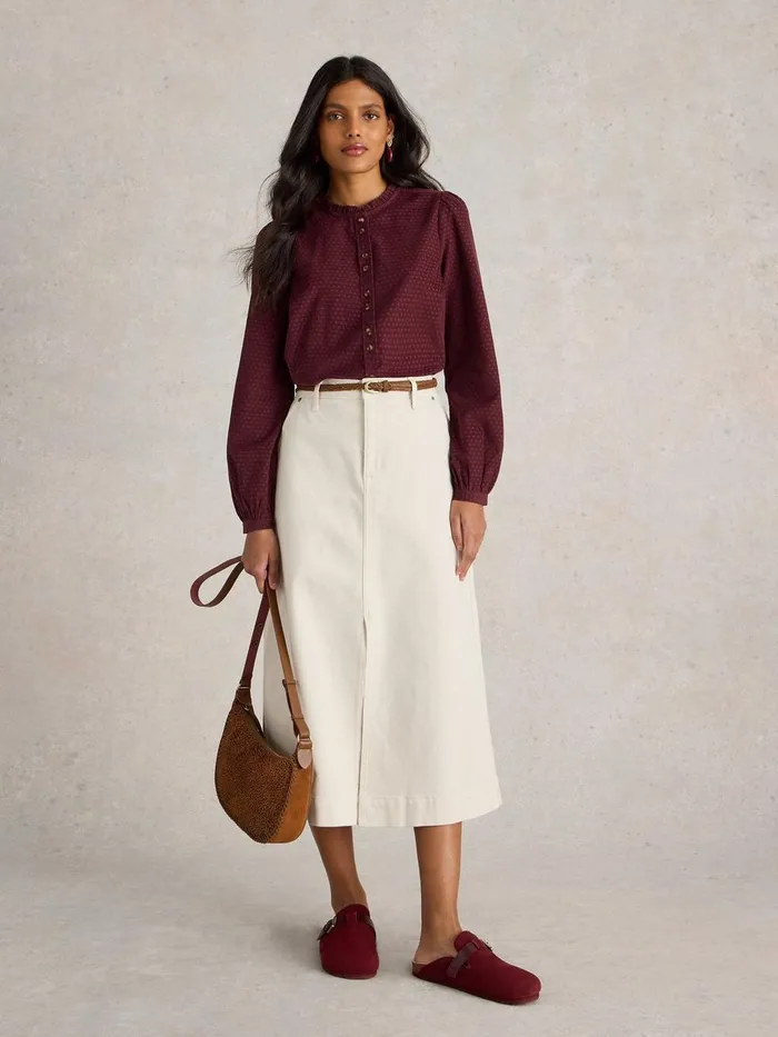 Daria Cord Spot Shirt Mid Plum Women White Stuff Shirts and Blouses