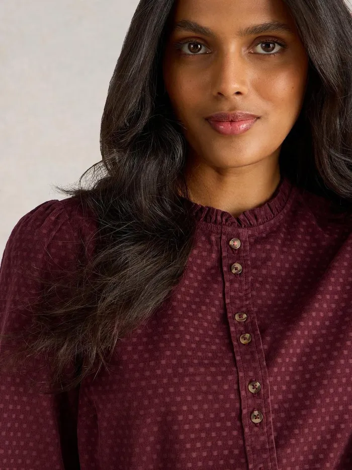 Daria Cord Spot Shirt Mid Plum Women White Stuff Shirts and Blouses Daria Cord Spot Shirt Mid Plum Women White Stuff Shirts and Blouses