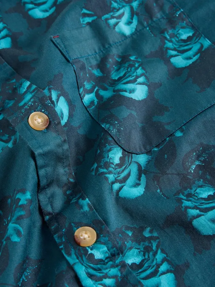Dark Floral Printed Shirt Blue Print Men White Stuff Shirts Dark Floral Printed Shirt Blue Print Men White Stuff Shirts