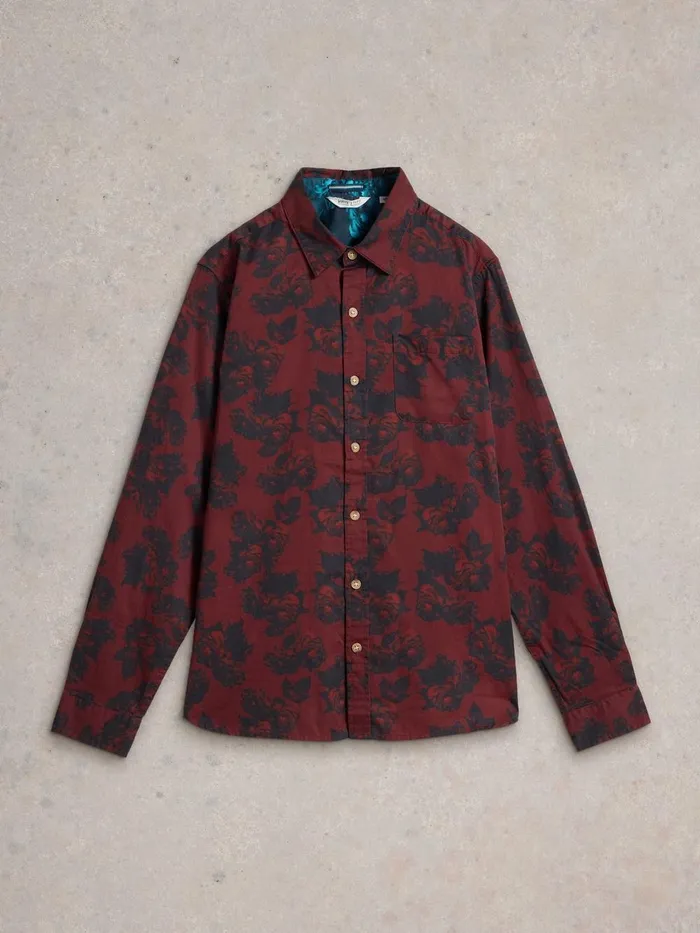 Dark Floral Printed Shirt Red Print Men White Stuff Shirts Dark Floral Printed Shirt Red Print Men White Stuff Shirts