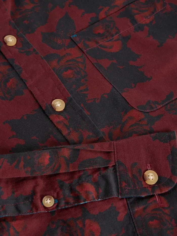 Dark Floral Printed Shirt Red Print Men White Stuff Shirts Dark Floral Printed Shirt Red Print Men White Stuff Shirts