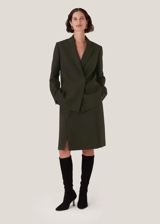 Dark Green Natalie Wool Blend Blazer Women Whistles Coats and Jackets