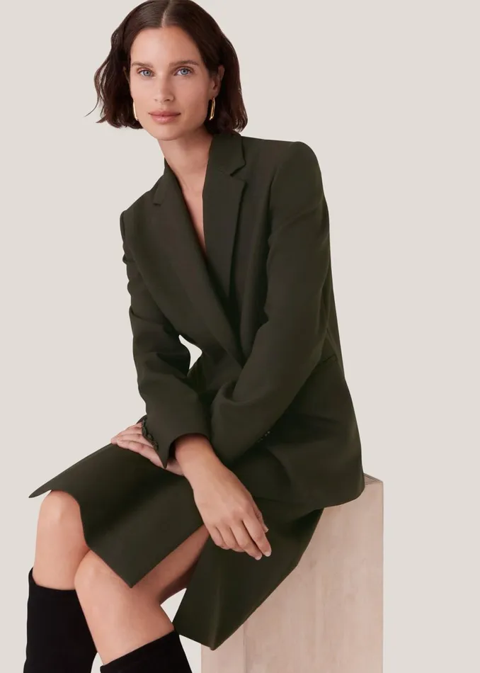 Dark Green Natalie Wool Blend Blazer Women Whistles Coats and Jackets
