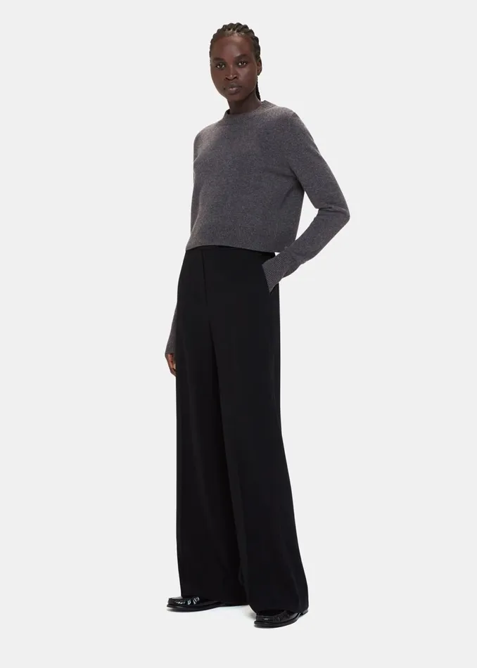 Dark Grey Wool Cropped Sweater Women Whistles Knitwear and Cashmere
