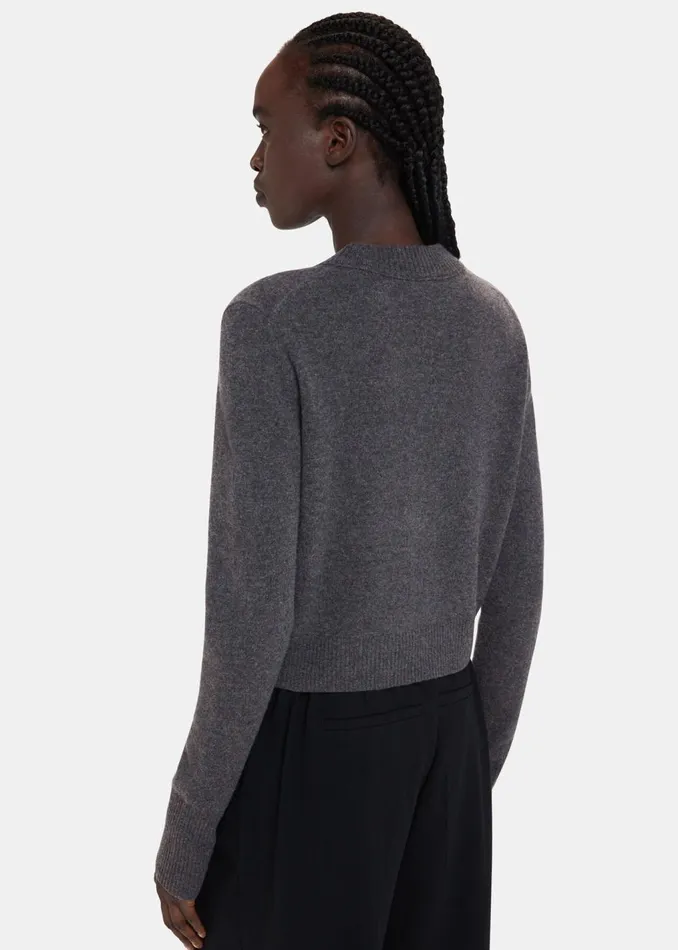 Dark Grey Wool Cropped Sweater Women Whistles Knitwear and Cashmere