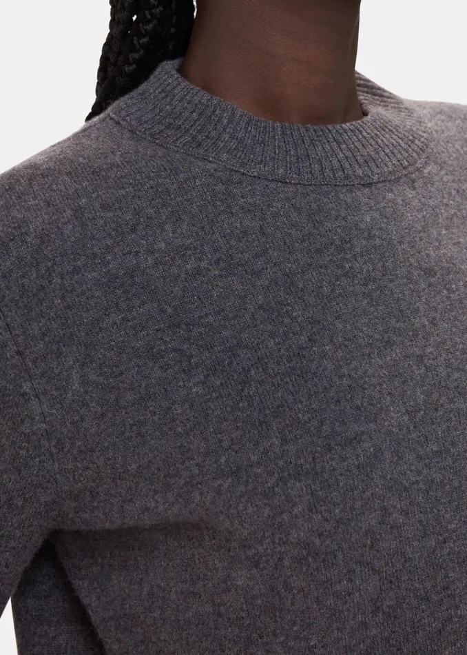 Dark Grey Wool Cropped Sweater Women Whistles Knitwear and Cashmere