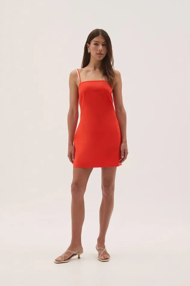 Daze Low Back Mini Dress Coral Women Aje Dresses