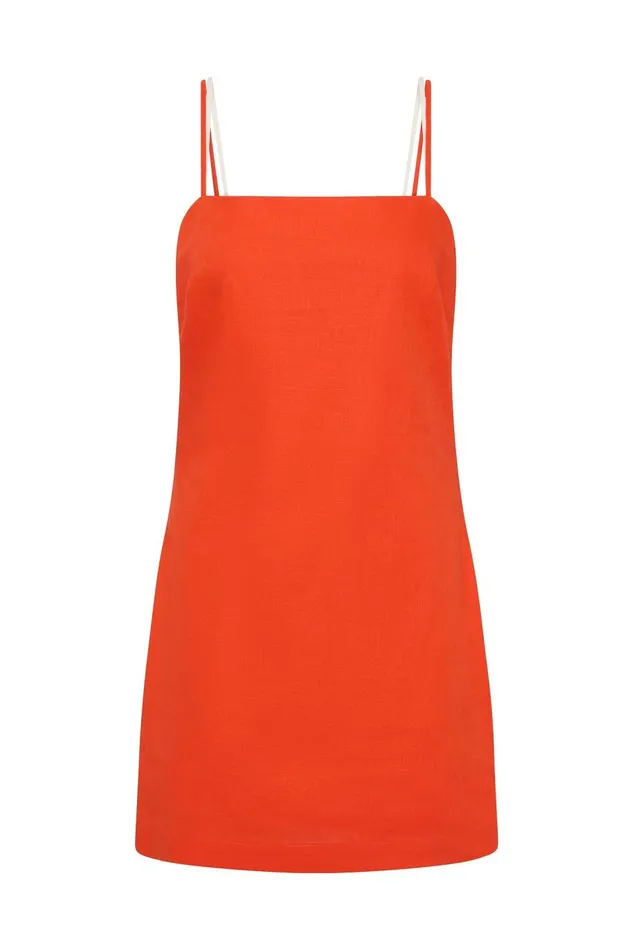 Daze Low Back Mini Dress Coral Women Aje Dresses Daze Low Back Mini Dress Coral Women Aje Dresses