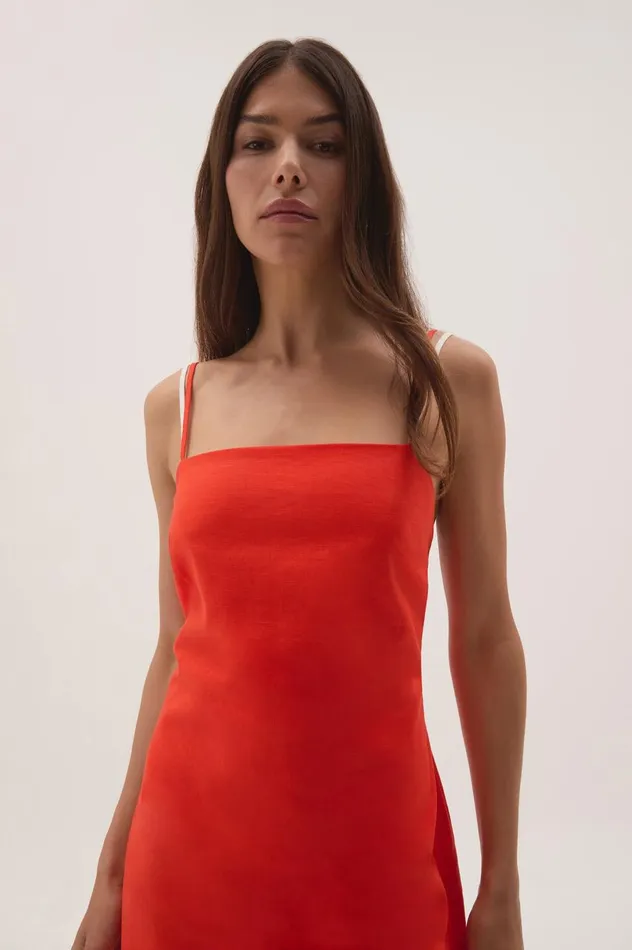 Daze Low Back Mini Dress Coral Women Aje Dresses Daze Low Back Mini Dress Coral Women Aje Dresses
