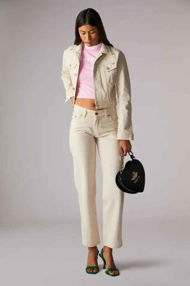 Denim Crop Jacket Cream Cream Women Fiorucci